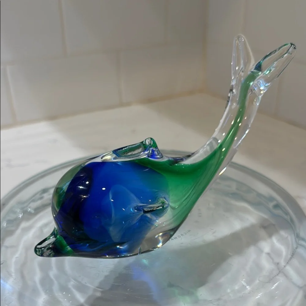 Glass Fish Figurine - Green and Blue